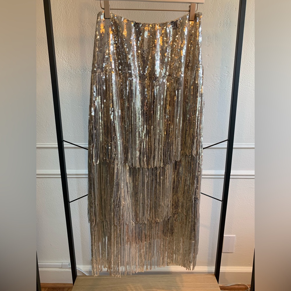 Maeve silver sequin fringe dress. Size 12.